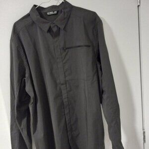 Arc'teryx Kaslo Long Sleeve, Men's XL, Dark Gray with White micro-grid
